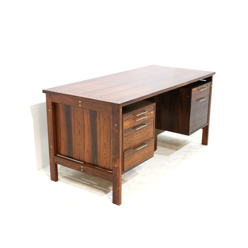 Danish mid-century rosewood desk, 5 drawers -  1980s