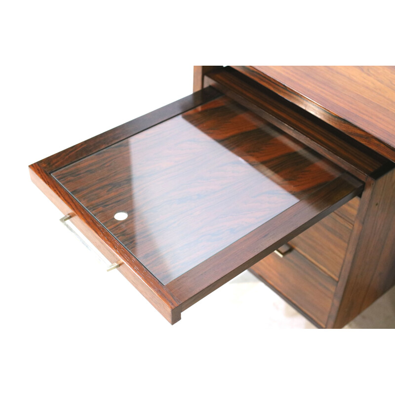 Danish mid-century rosewood desk, 5 drawers -  1980s