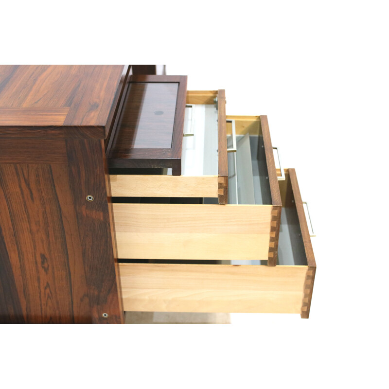 Danish mid-century rosewood desk, 5 drawers -  1980s