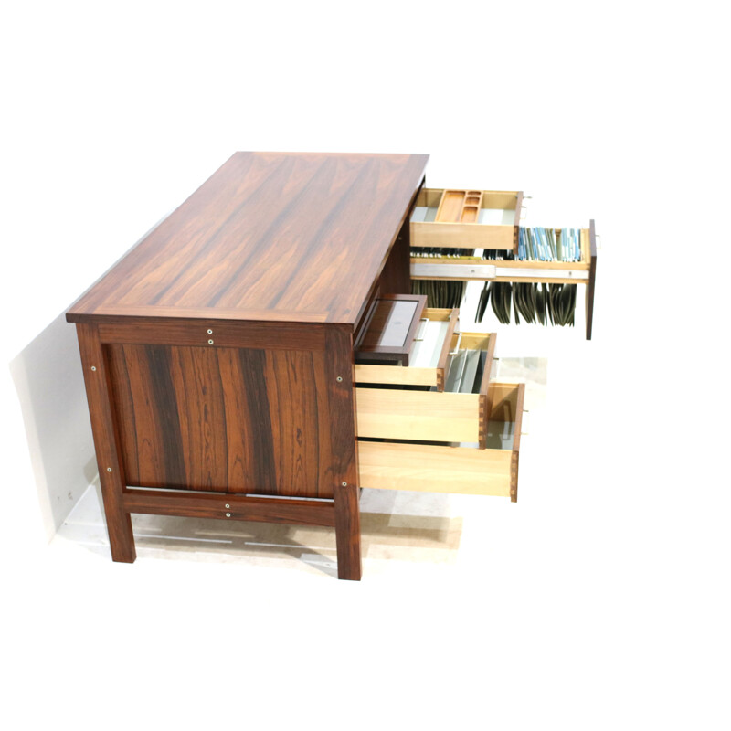 Danish mid-century rosewood desk, 5 drawers -  1980s