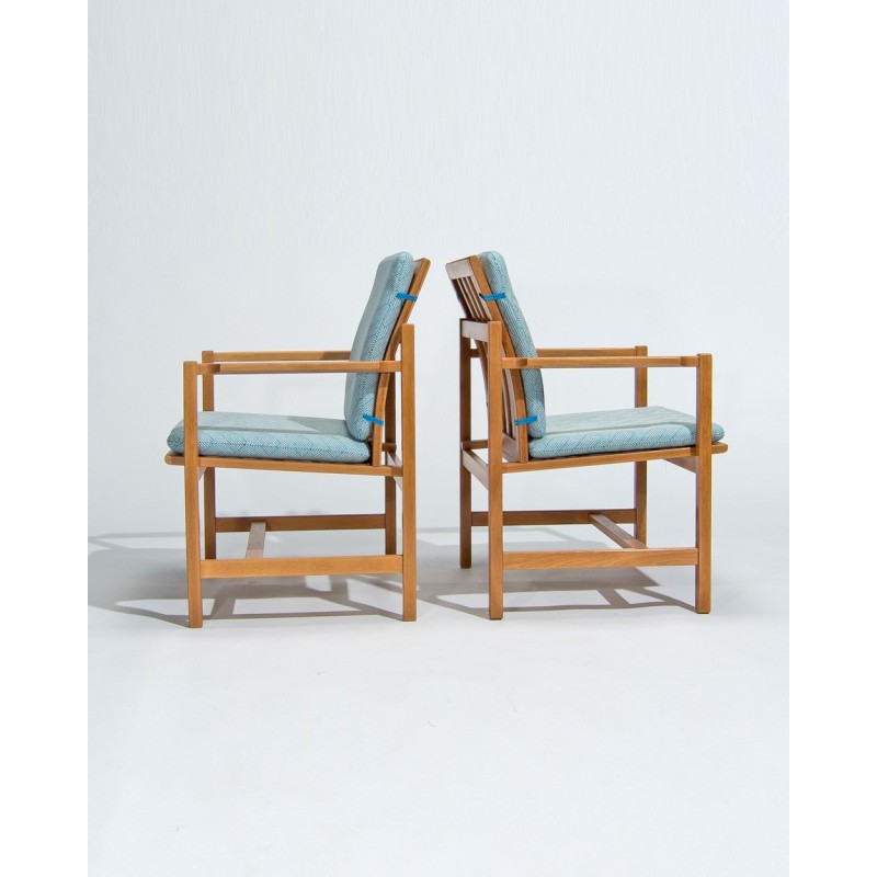 Pair of vintage oak armchairs by Borge Mogensen for Fredericia Stolefabrik, Denmark 1960