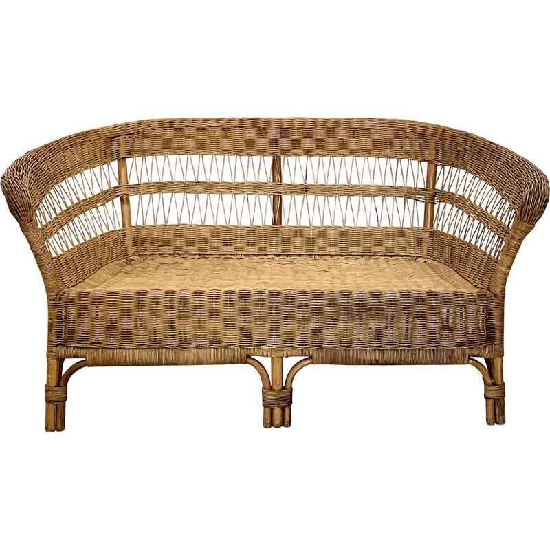 Vintage rattan sofa, France 1972