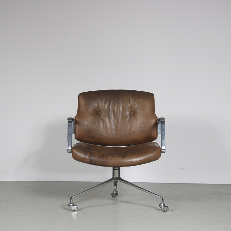 Vintage desk chair in chromed metal by Preben Fabricius and Jorgen Kastholm for Kill International, Denmark 1970