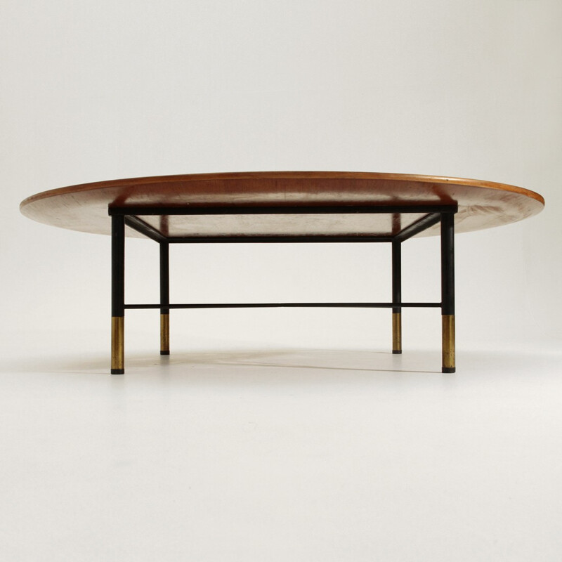 Large round Italian teck coffee table - 1950s