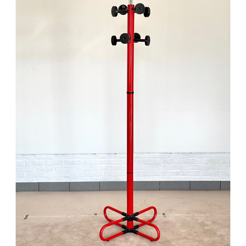 Vintage coat rack in red metal, 1980