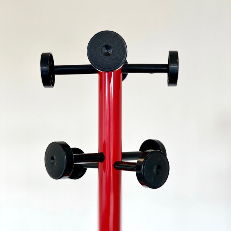 Vintage coat rack in red metal, 1980