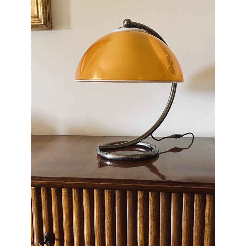 Lampada da tavolo vintage in plexiglas e metallo, Francia 1960
