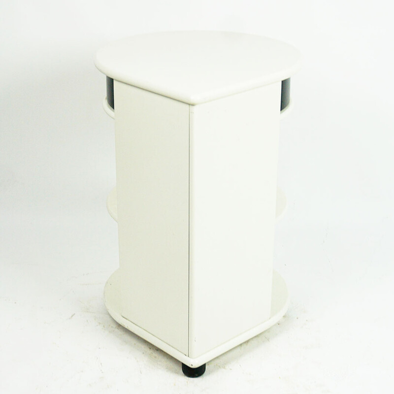 Vintage black and white lacquered side table, Italy 1980