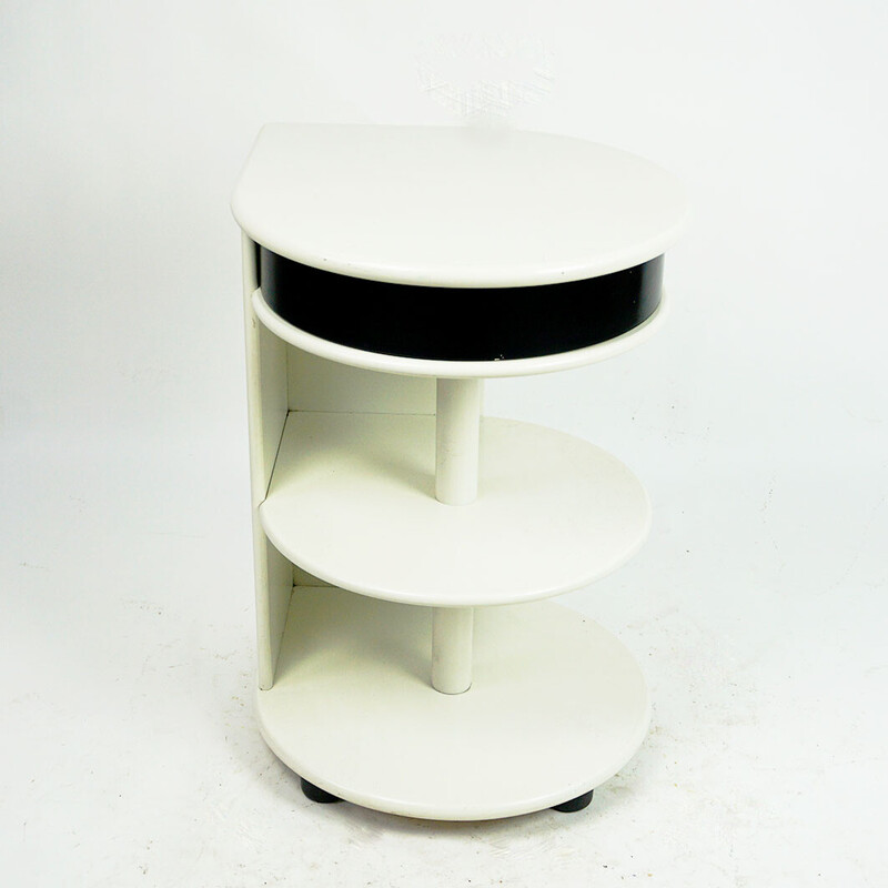 Vintage black and white lacquered side table, Italy 1980