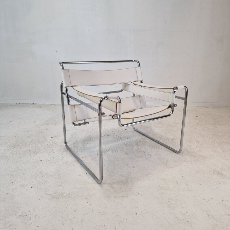 Vintage Wassily leather armchair by Marcel Breuer, Italy 1980