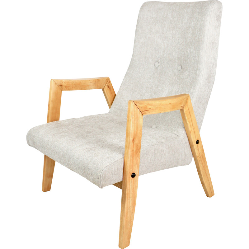 Vintage easy chair in beige fabric by Edmund Homa, 1970