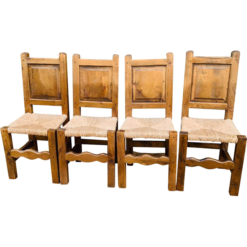 Ensemble de 4 chaises vintage en chêne