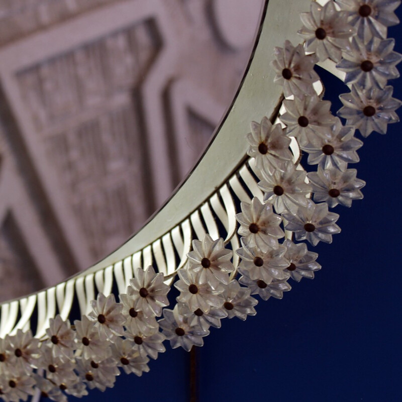 Mid-century illuminating mirror with flower's decorations,  Emil Stejnar - 1950s