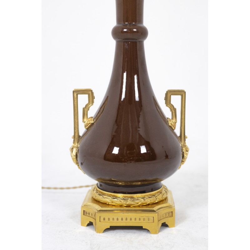 Paire de lampes vintage en porcelaine et bronze pour Maison Gagneau, France 1880