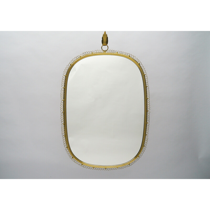 Vintage brass and glass wall mirror by Josef Frank for Svenskt, 1950