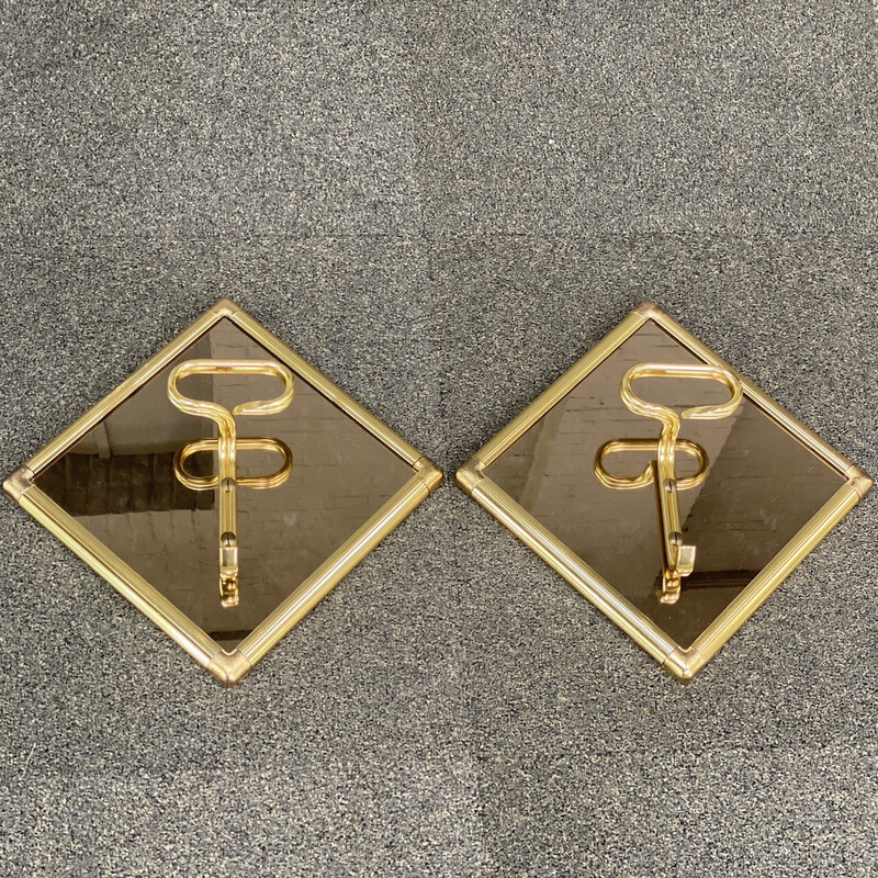 Pair of vintage square smoked glass coat racks by H. Baller, Austria 1970