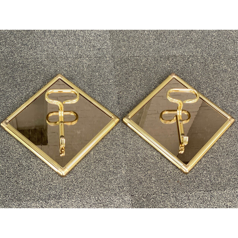 Pair of vintage square smoked glass coat racks by H. Baller, Austria 1970