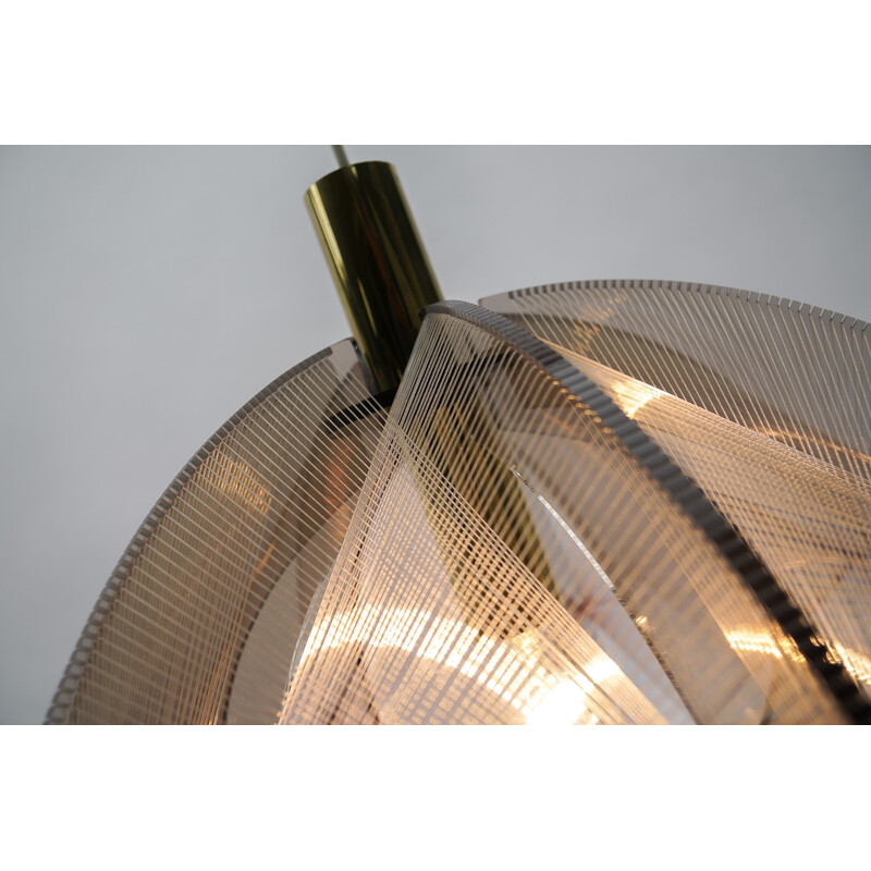Vintage nylon draad hanglamp van Paul Secon voor Sompex, Duitsland 1960