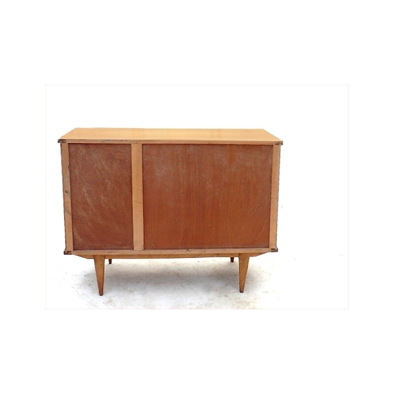 Light wooded chest of drawers with rounded corners- 1950s