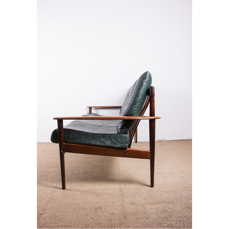 Vintage-Sofa aus Palisanderholz und Leder von Grete Jalk für Poul Jepessen, Dänemark 1960