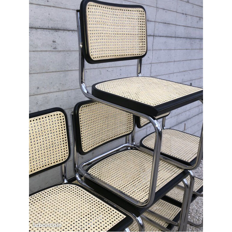 B32 cadeiras vintage em faia preta de Marcel Breuer, Itália