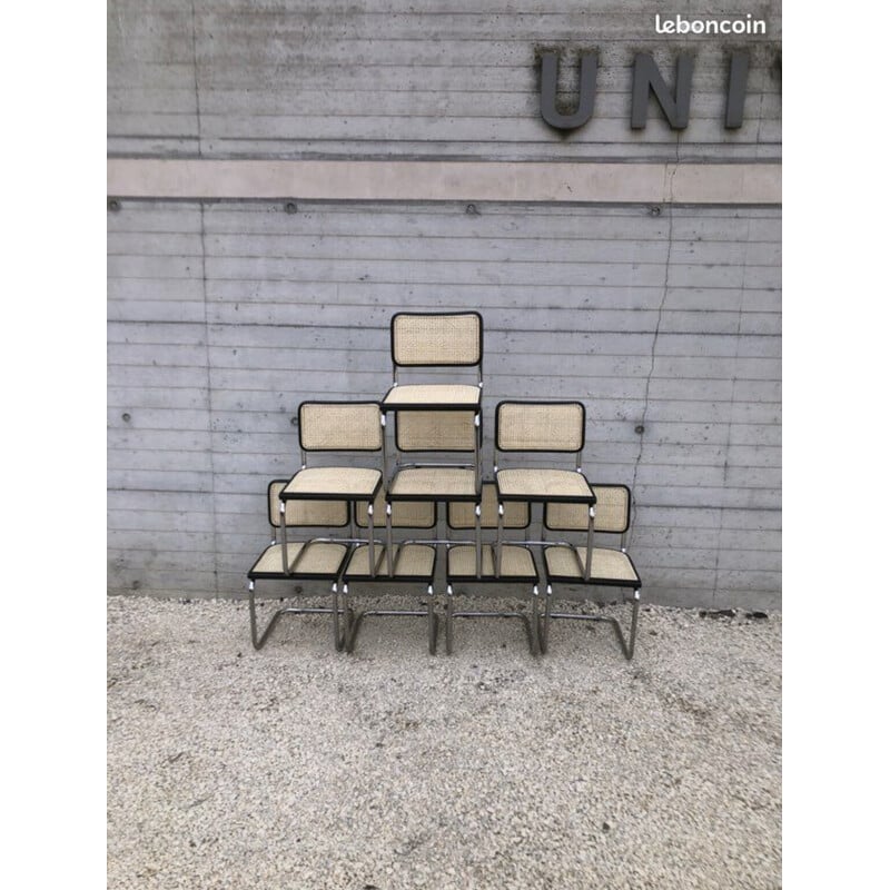 Chaises vintage B32 en hêtre noire par Marcel Breuer, Italie