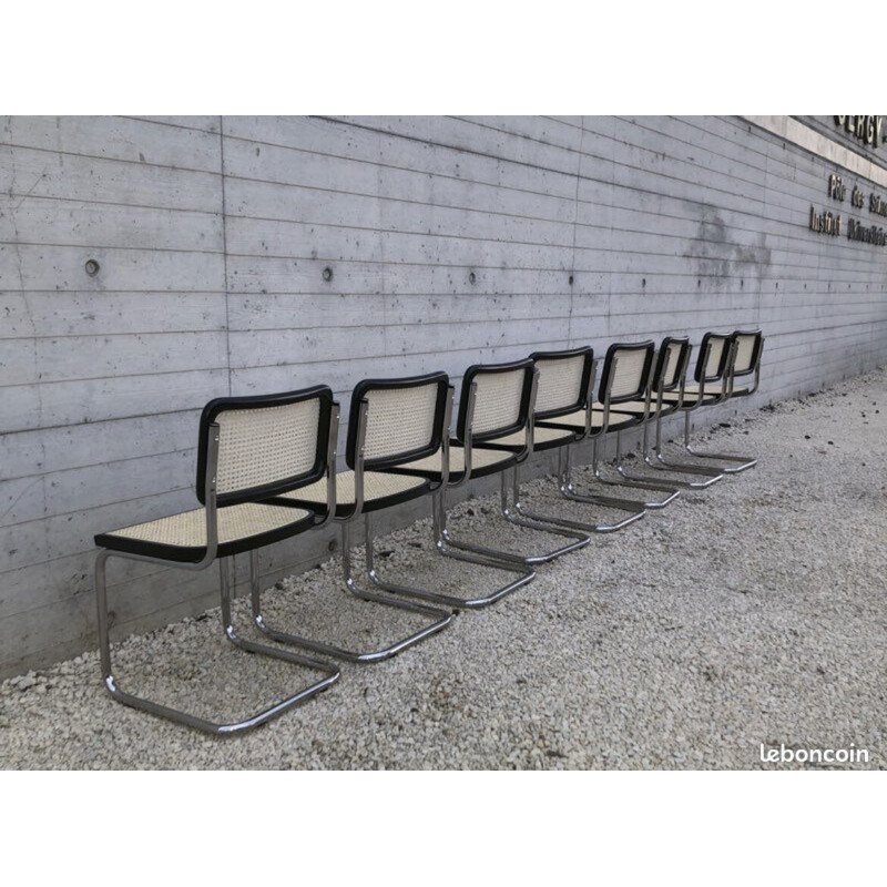 B32 vintage stoelen in zwart beuken van Marcel Breuer, Italië