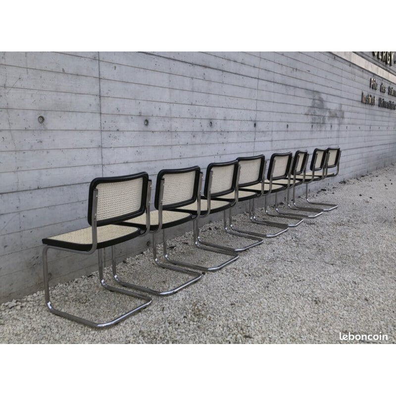 Chaises vintage B32 en hêtre noire par Marcel Breuer, Italie