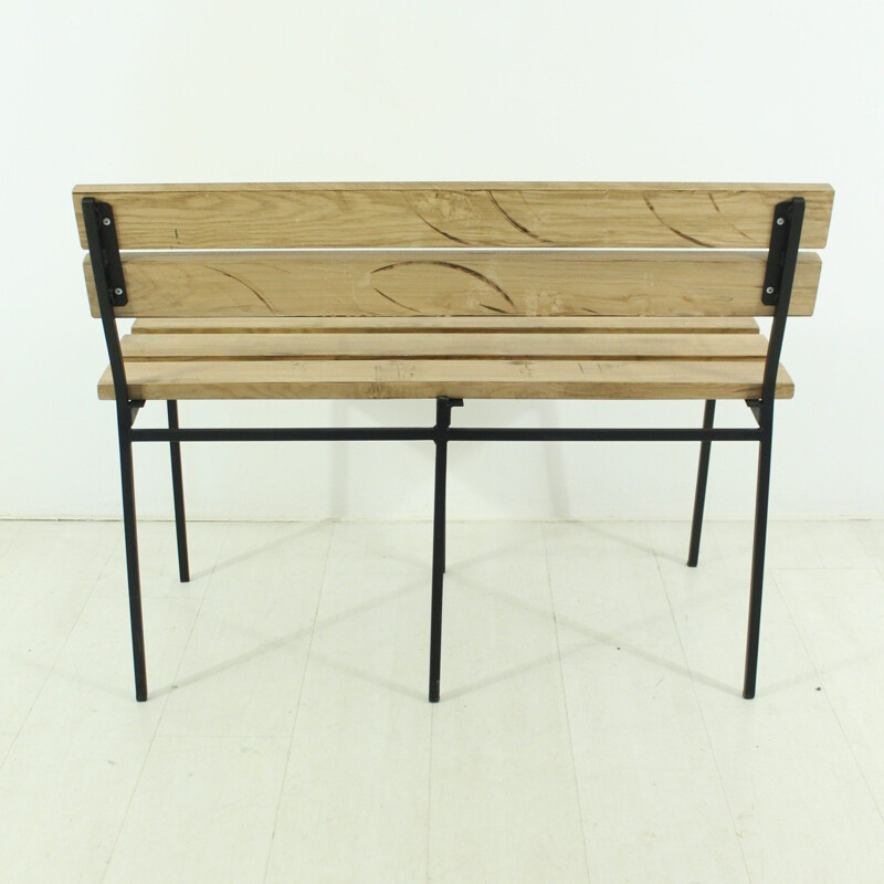 Mid century solid oak bench - 1960