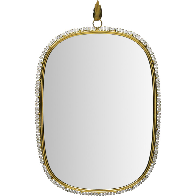 Vintage brass and glass wall mirror by Josef Frank for Svenskt, 1950