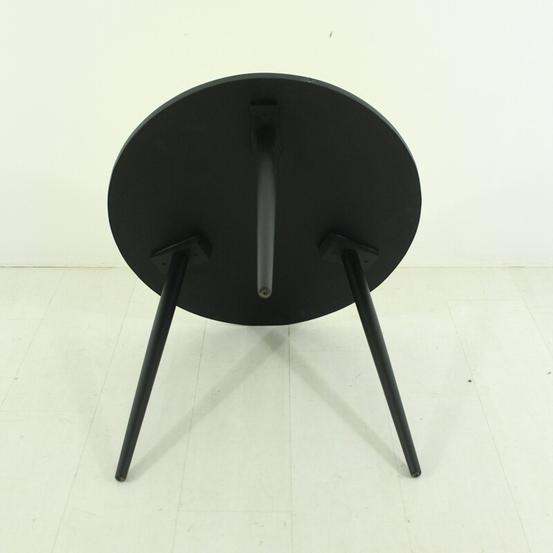 Round yellow and black coffee table - 1950s
