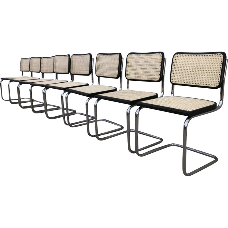 B32 vintage chairs in black beech by Marcel Breuer, Italy