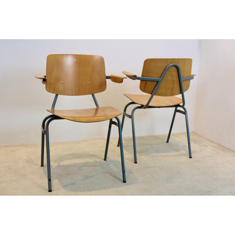 Conjunto de 6 cadeiras empilháveis em contraplacado vintage de Kho Liang Ie e J. Ruigrok, Países Baixos, 1957