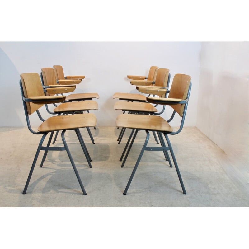 Set of 6 vintage plywood stacking chairs by Kho Liang Ie and J. Ruigrok, Netherlands 1957