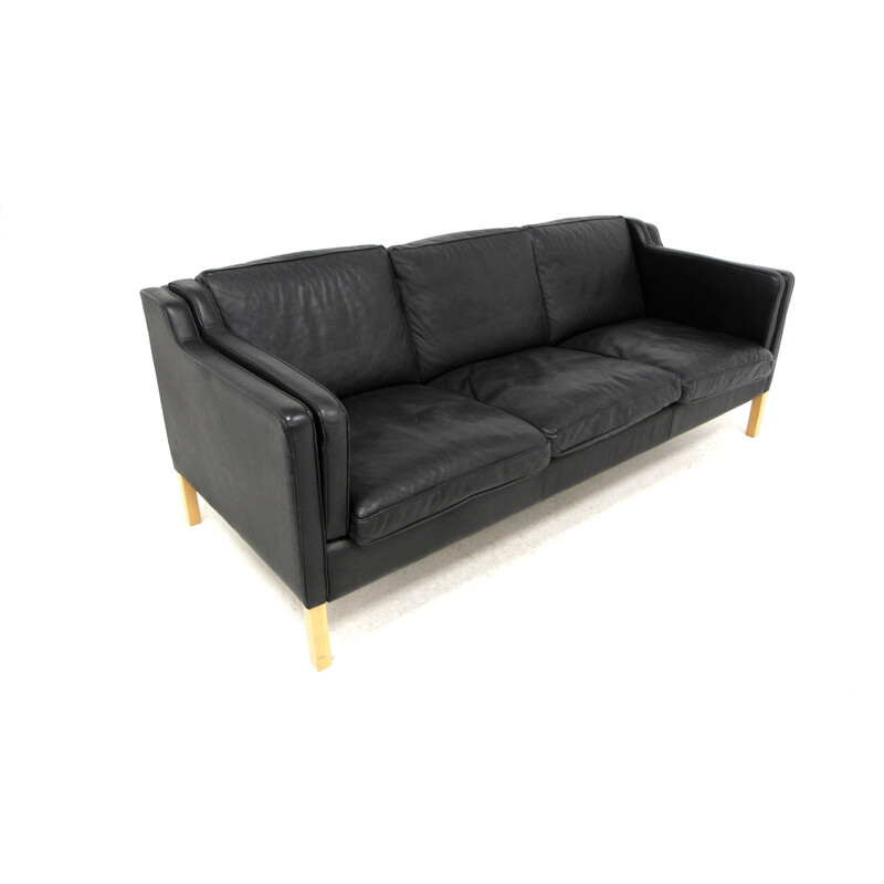 Scandinavian vintage "eva" leather sofa by Erik Wørtz for Möbel-Ikéa, Denmark 1960