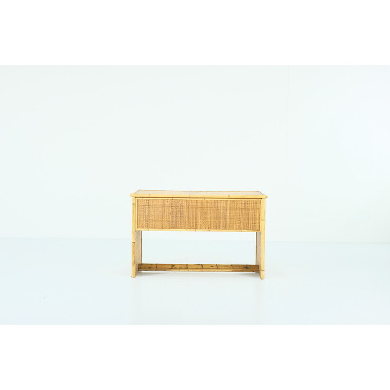 Vintage bamboo, rattan and brass desk by Dal Vera, Italy 1960