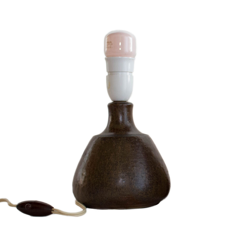 Brown ceramics table lamp by Einar Johansen produced by Soholm Stentoj - 1960s