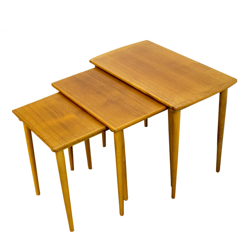 Set of 3 nesting tables in teak - 1960s