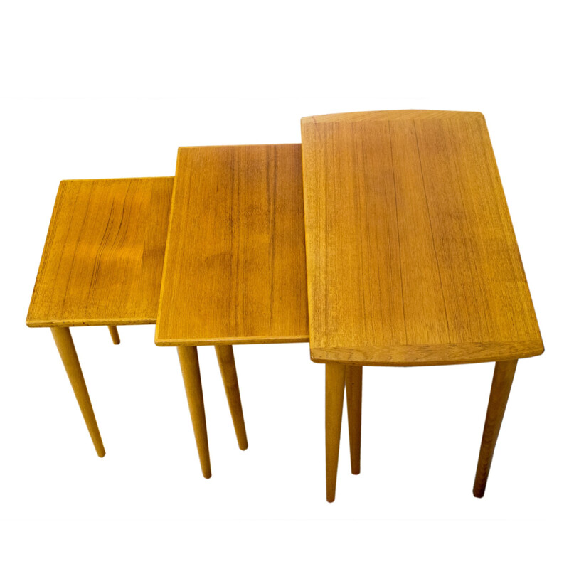 Set of 3 nesting tables in teak - 1960s