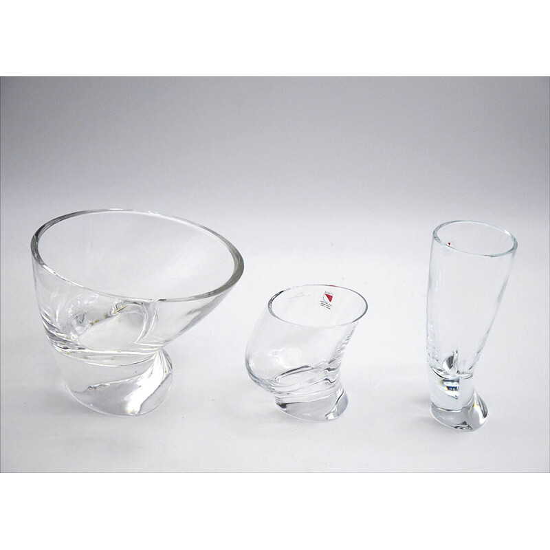 Service à boire vintage en verre et en cristal par Angelo Mangiarotti pour Cristallerie Il Colle, 1970