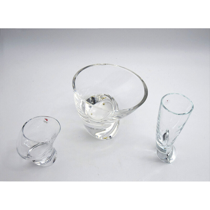 Vintage glass and crystal drinking set by Angelo Mangiarotti for Cristallerie Il Colle, 1970