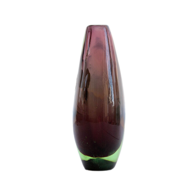 Murano sommerso green and purple vase - 1950s