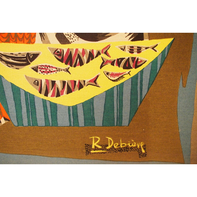 Robert Debiève tapestry 'le remailleur de filets' - 1950s