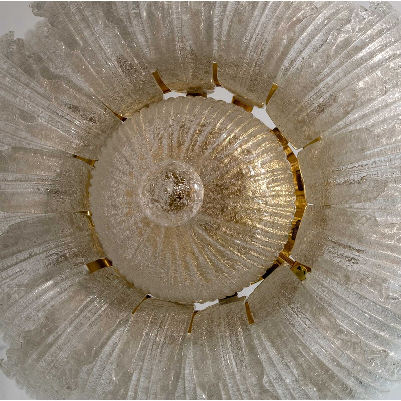 Vintage ceiling lamp in brass and Murano glass by Barovier and Toso