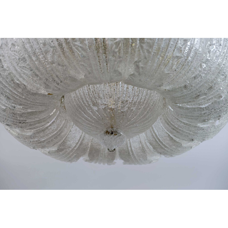 Vintage ceiling lamp in brass and Murano glass by Barovier and Toso