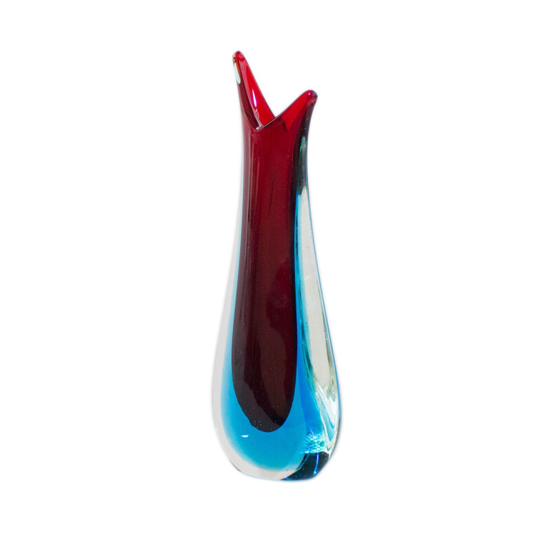 Blue and red Sommerso vase - 1960s
