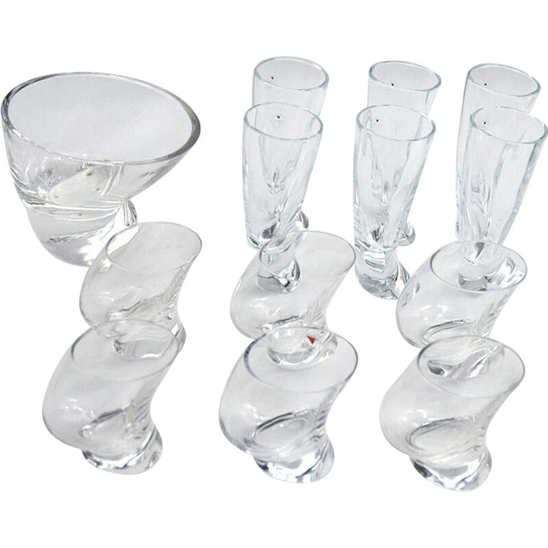 Service à boire vintage en verre et en cristal par Angelo Mangiarotti pour Cristallerie Il Colle, 1970