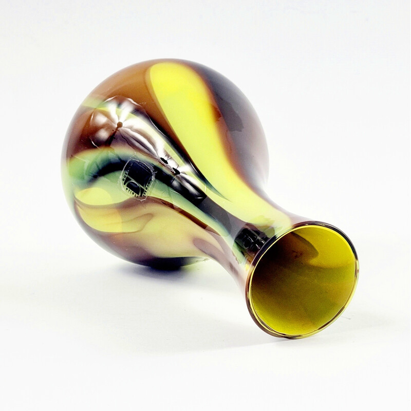 Vintage marbled Murano glass vase by Carlo Moretti, Italy 1970