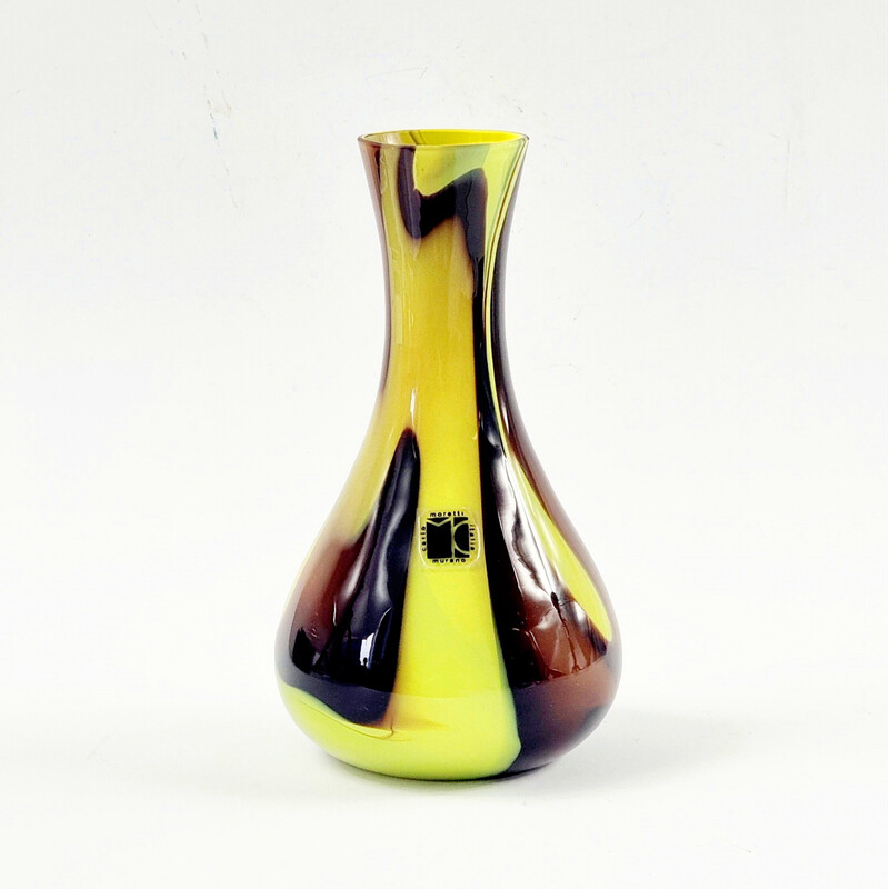 Vintage marbled Murano glass vase by Carlo Moretti, Italy 1970