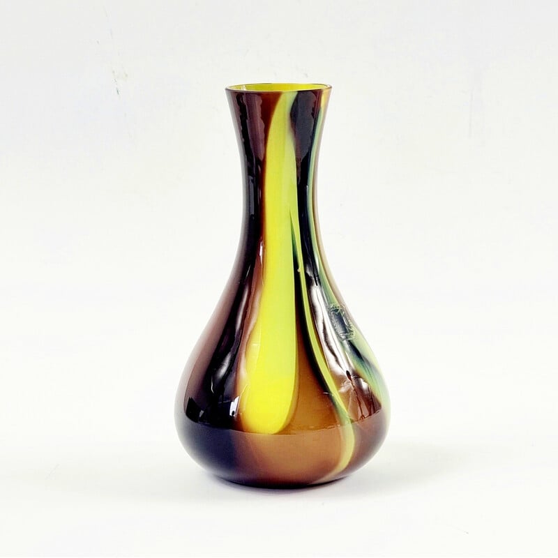 Vintage marbled Murano glass vase by Carlo Moretti, Italy 1970